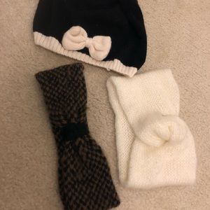 Beanie hat and two headband warmers